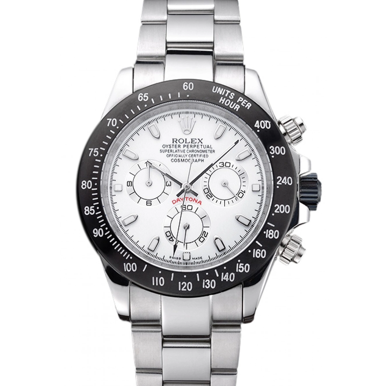 AAA replica watch Enameled Dial Rolex Black White Daytona Stainless Steel 0514